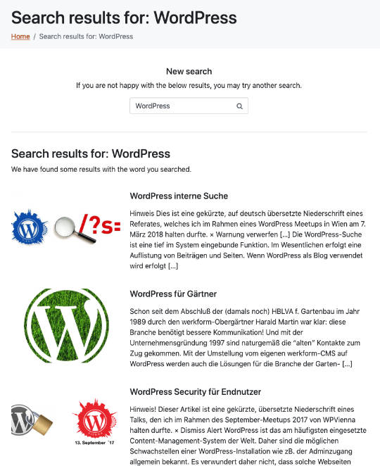 WordPress interne Suche