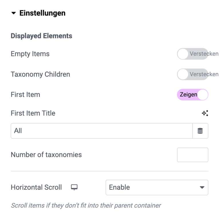 Elementor Filter werkform