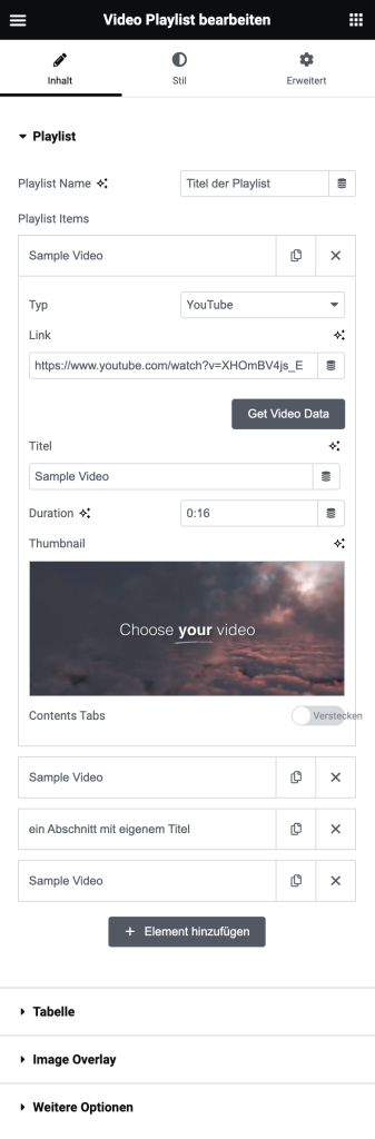 Elementor Video Playlist
