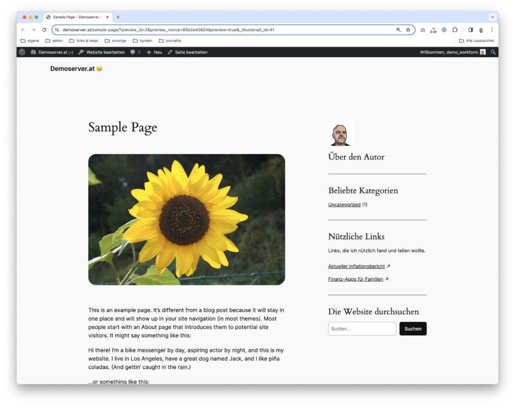 WordPress Template mit Seitenleiste