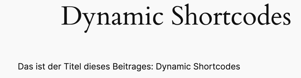 Frontend Dynamic Shortcodes Titel