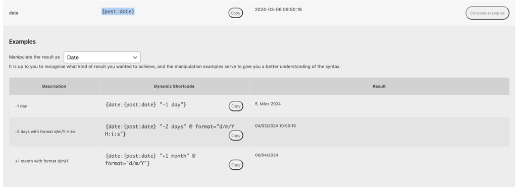 post-date dynamic shortcode