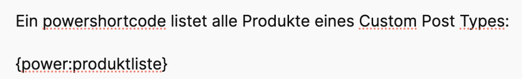 Textblock mit Powershortcode