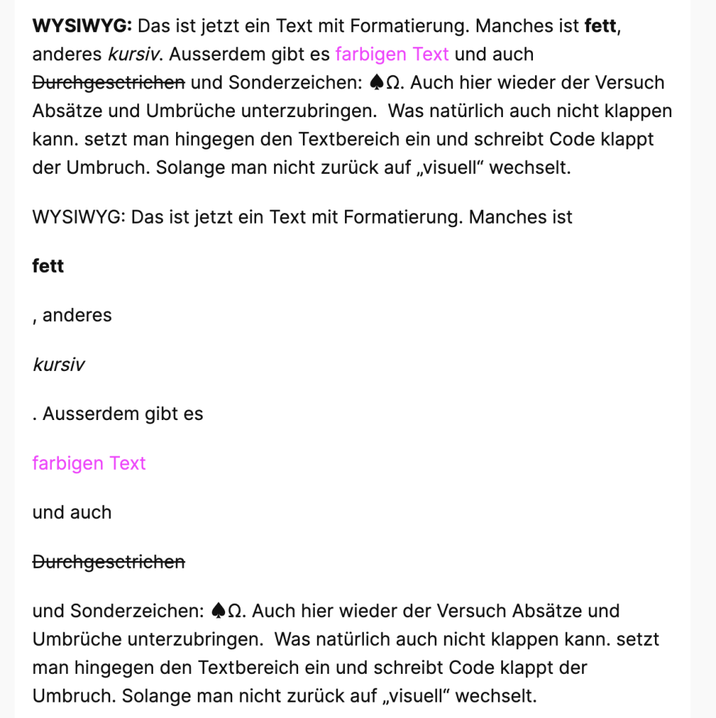 wysiwyg-Ausgabe