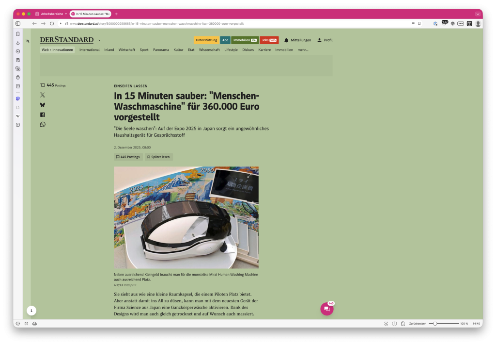 Der Standard ohne Werbung