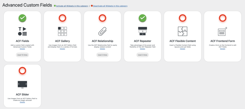 ACF Widgets
