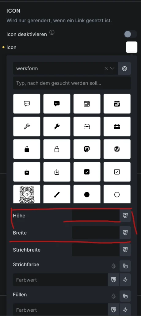 Anwenden eigenes Set Icons