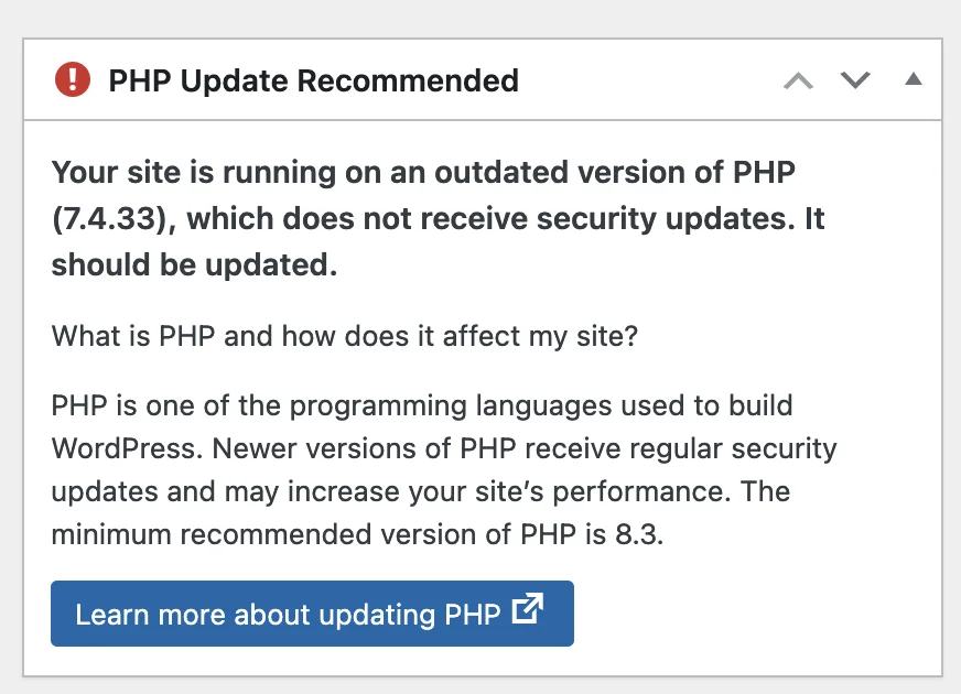 PHP Info im Dashboard