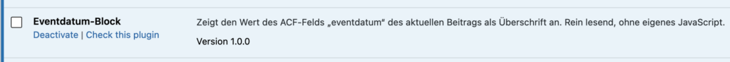 Aktiviertes Plugin